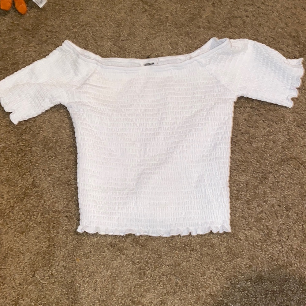 White fitted crop top from cotton on